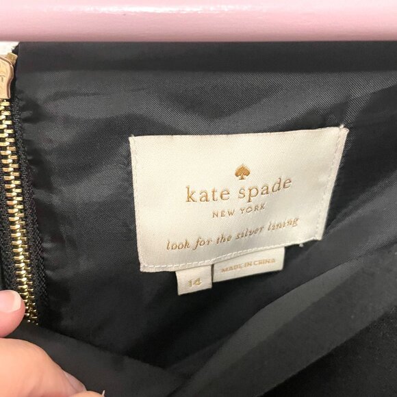 Kate Spade Lace Panel Fit and Flare Dress 14 Black Bateau Neck Sleeveless - Picture 3 of 6